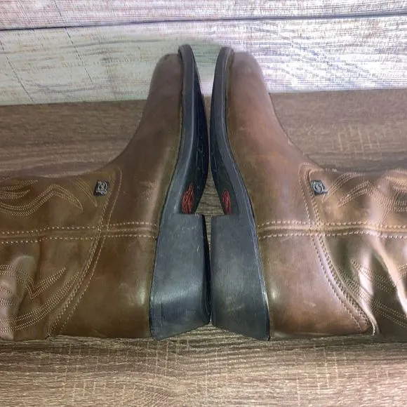 Justin Boots JB1112 Brown Leather Cowboy Farm Boots Western Shoe Size Mens 10D