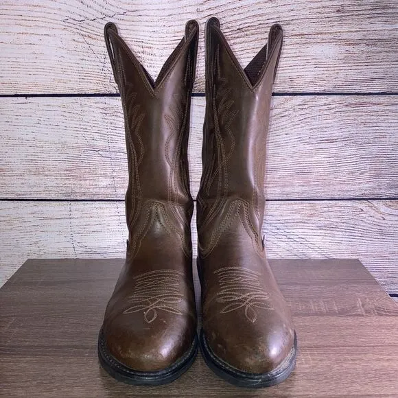 Justin Boots JB1112 Brown Leather Cowboy Farm Boots Western Shoe Size Mens 10D