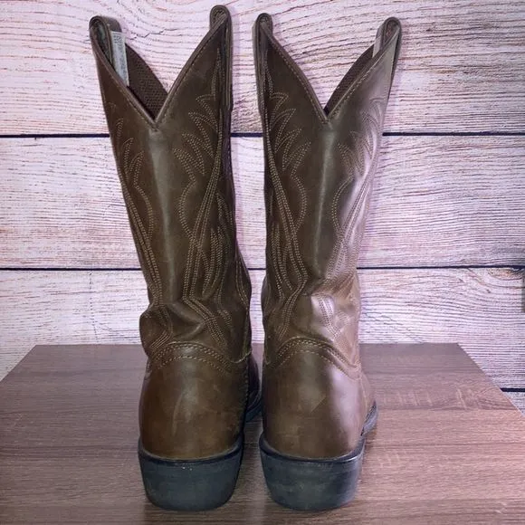Justin Boots JB1112 Brown Leather Cowboy Farm Boots Western Shoe Size Mens 10D