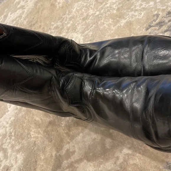 Justin Boots USA Style 3133 Leather Black Western Roper Riding Boots Mens Sz 10