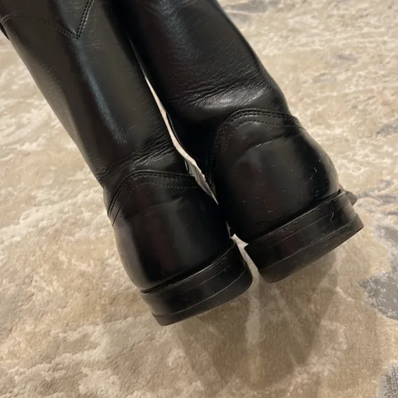 Justin Boots USA Style 3133 Leather Black Western Roper Riding Boots Mens Sz 10