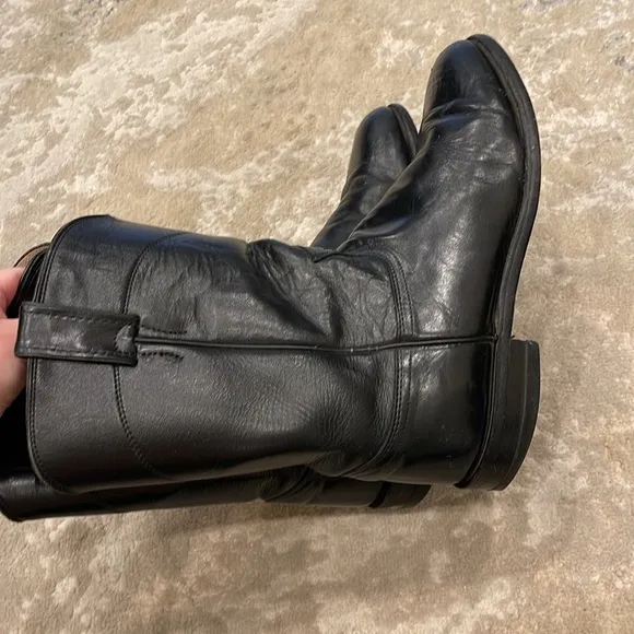 Justin Boots USA Style 3133 Leather Black Western Roper Riding Boots Mens Sz 10