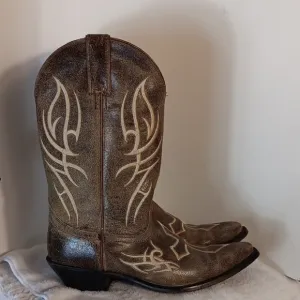 Justin Brown Leather &quot;Cross&quot; Women's Western Cowboy Boots