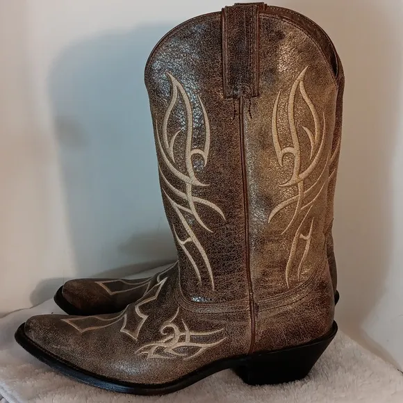 Justin Brown Leather &quot;Cross&quot; Women's Western Cowboy Boots