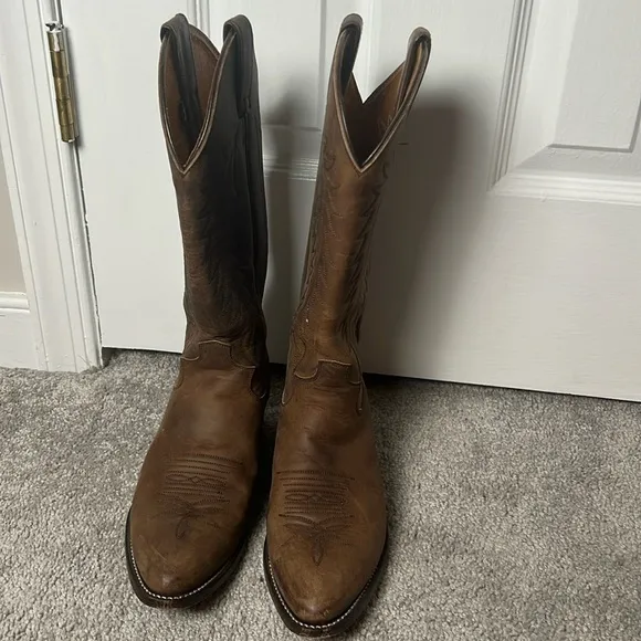 Justin Brown Leather Cowboy Boots