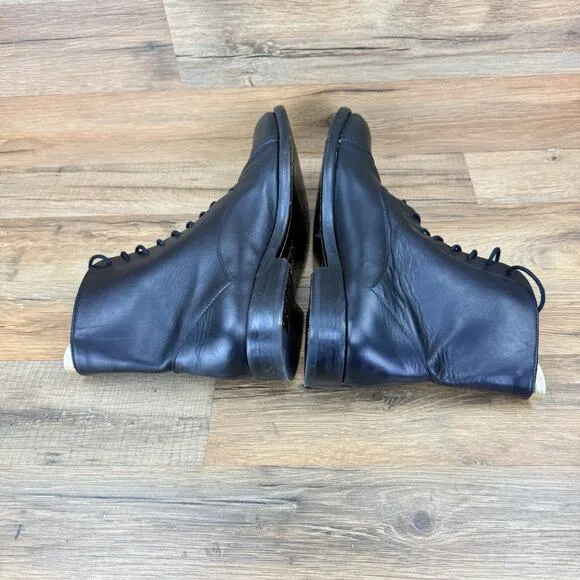 JUSTIN DEAKIN Size 8 Black Leather Lace Up Ankle Boots