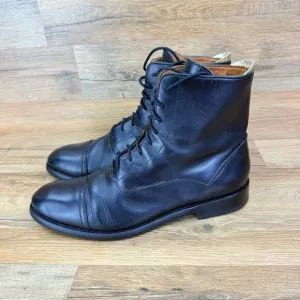 JUSTIN DEAKIN Size 8 Black Leather Lace Up Ankle Boots