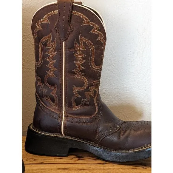 Justin Gypsy Brown Leather Round Toe Pull On Cowgirl Boots Womens Size 7B