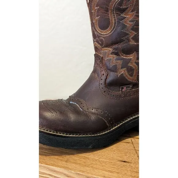 Justin Gypsy Brown Leather Round Toe Pull On Cowgirl Boots Womens Size 7B