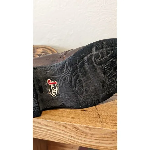 Justin Gypsy Brown Leather Round Toe Pull On Cowgirl Boots Womens Size 7B
