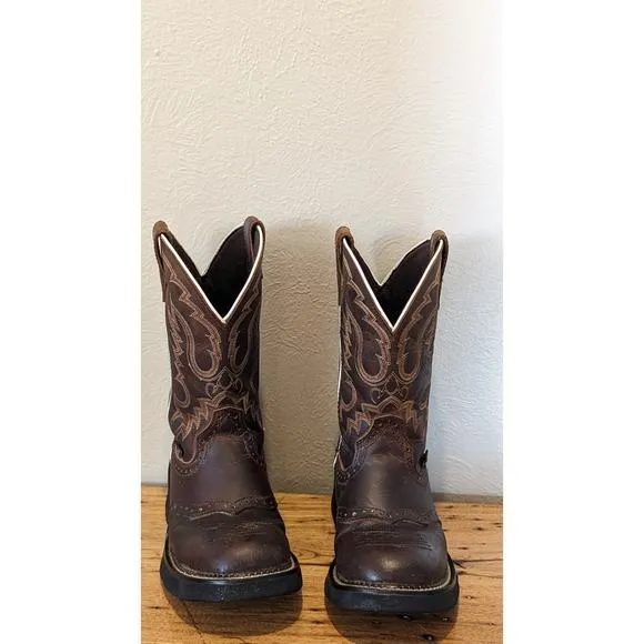 Justin Gypsy Brown Leather Round Toe Pull On Cowgirl Boots Womens Size 7B