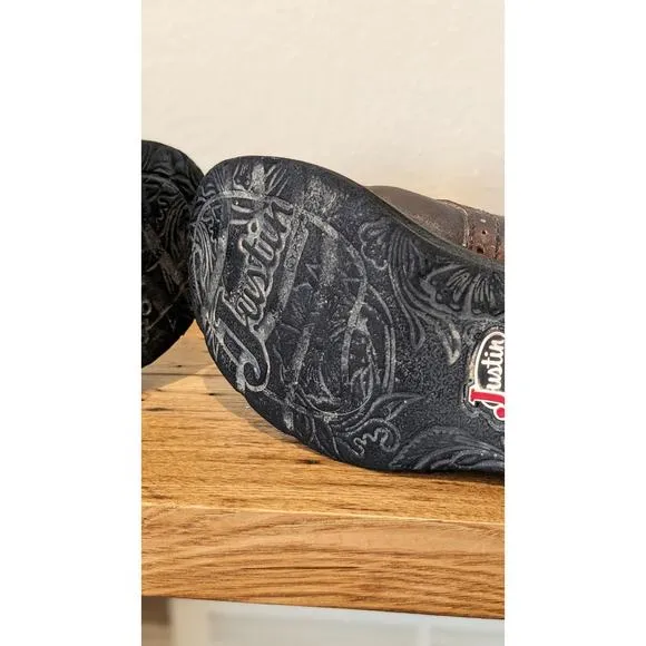 Justin Gypsy Brown Leather Round Toe Pull On Cowgirl Boots Womens Size 7B