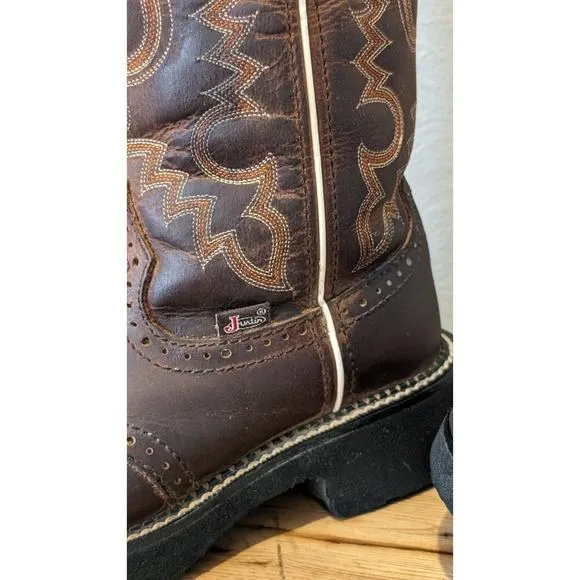 Justin Gypsy Brown Leather Round Toe Pull On Cowgirl Boots Womens Size 7B