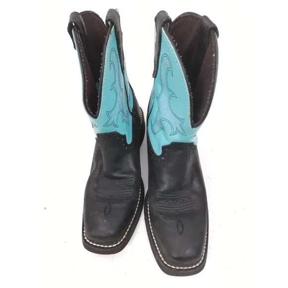 Justin Gypsy Gemma Black Blue Leather Western Boots Women's size 7 B
