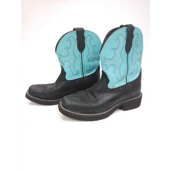 Justin Gypsy Gemma Black Blue Leather Western Boots Women's size 7 B