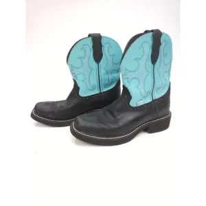 Justin Gypsy Gemma Black Blue Leather Western Boots Women's size 7 B