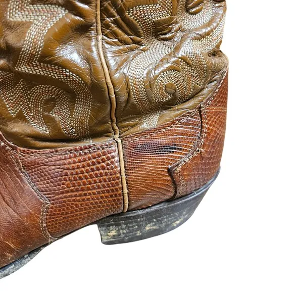 JUSTIN Iguana Lizard Western Cowboy Boots Peanut Brittle 9 1/2 D Style 8303