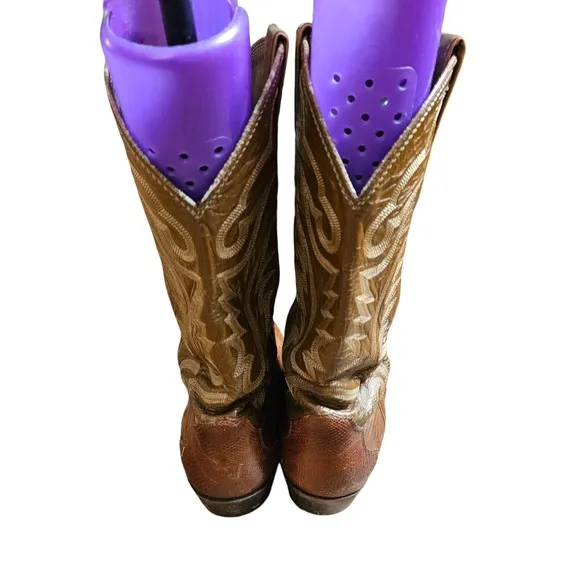 JUSTIN Iguana Lizard Western Cowboy Boots Peanut Brittle 9 1/2 D Style 8303