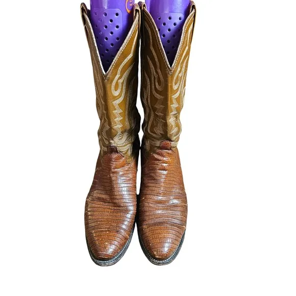 JUSTIN Iguana Lizard Western Cowboy Boots Peanut Brittle 9 1/2 D Style 8303