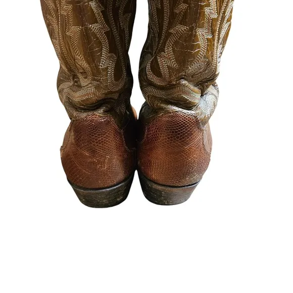 JUSTIN Iguana Lizard Western Cowboy Boots Peanut Brittle 9 1/2 D Style 8303
