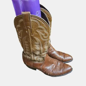 JUSTIN Iguana Lizard Western Cowboy Boots Peanut Brittle 9 1/2 D Style 8303