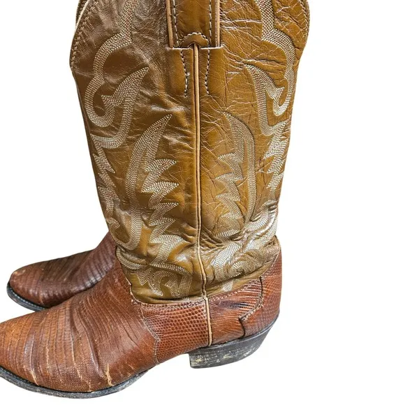 JUSTIN Iguana Lizard Western Cowboy Boots Peanut Brittle 9 1/2 D Style 8303