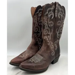 Justin L 2702 Western Cowboy Boots Womens 9.5B Dark Brown Leather