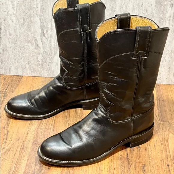 Justin L3703 Women’s Black Leather Western Cowboy Cowgirl Boots Sz 6.5B