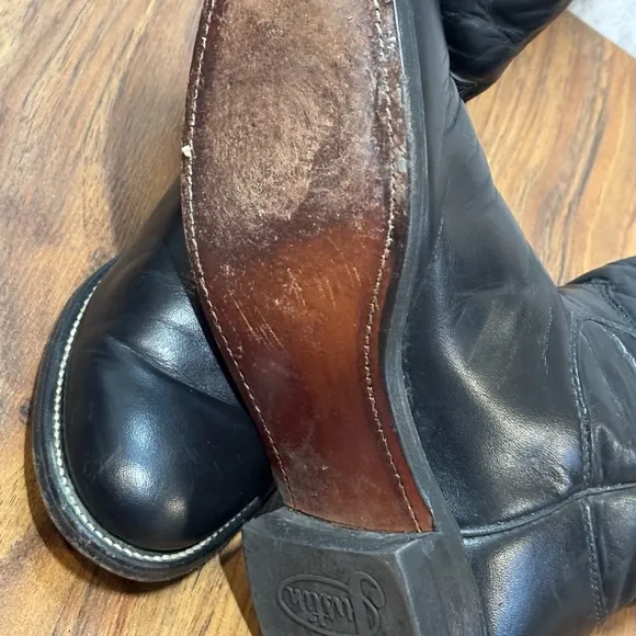 Justin L3703 Women’s Black Leather Western Cowboy Cowgirl Boots Sz 6.5B