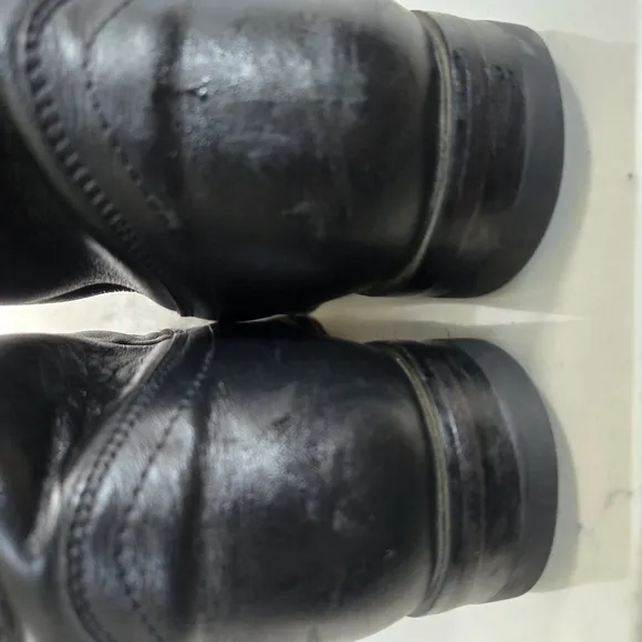 Justin Men's Black Leather Western Roper Riding Boots Sz 7D