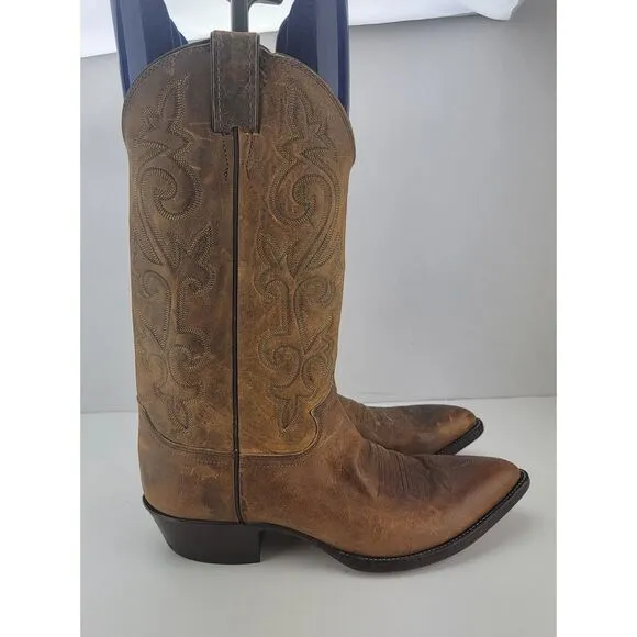 Justin Mens Size 9.5 Brown Leather Apache Western Cowboy Boots 2252