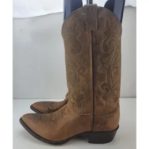 Justin Mens Size 9.5 Brown Leather Apache Western Cowboy Boots 2252