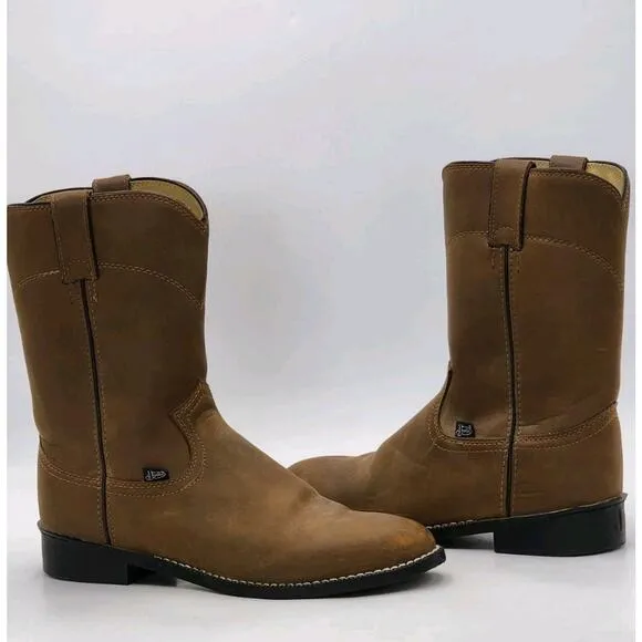 Justin Roper Basics Boots JB3001 Brown Men's Size 8EE Cowboy Boots