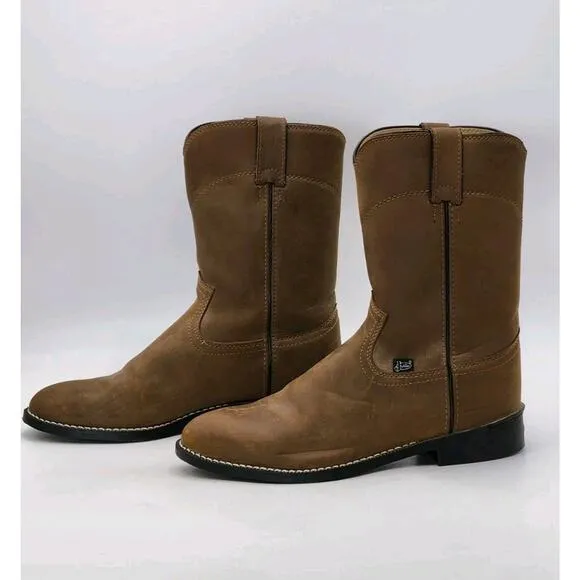 Justin Roper Basics Boots JB3001 Brown Men's Size 8EE Cowboy Boots