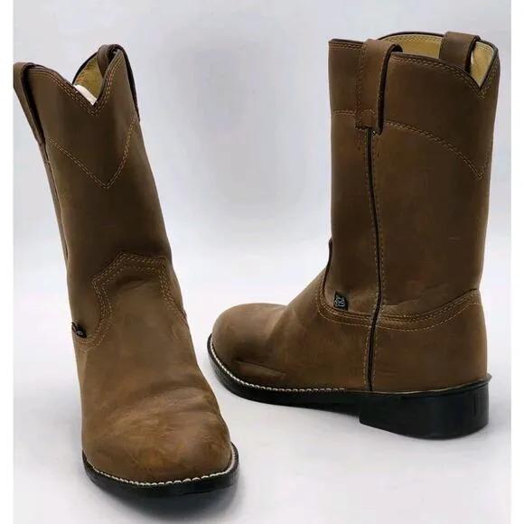 Justin Roper Basics Boots JB3001 Brown Men's Size 8EE Cowboy Boots
