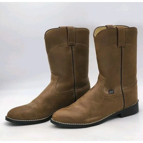 Justin Roper Basics Boots JB3001 Brown Men's Size 8EE Cowboy Boots