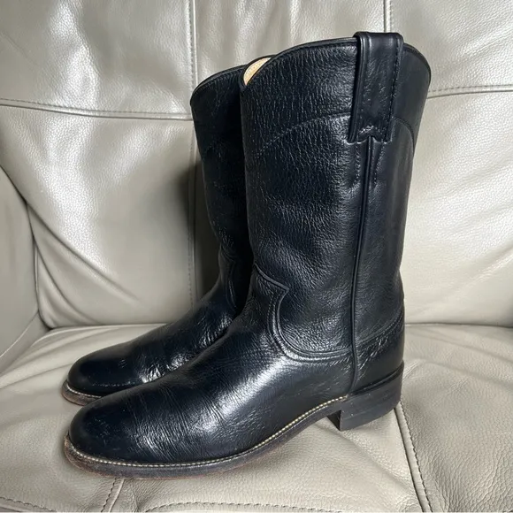 Justin Roper Leather Western Cowboy Boots Sz 6 B  Black Women’s L 3742 USA Made