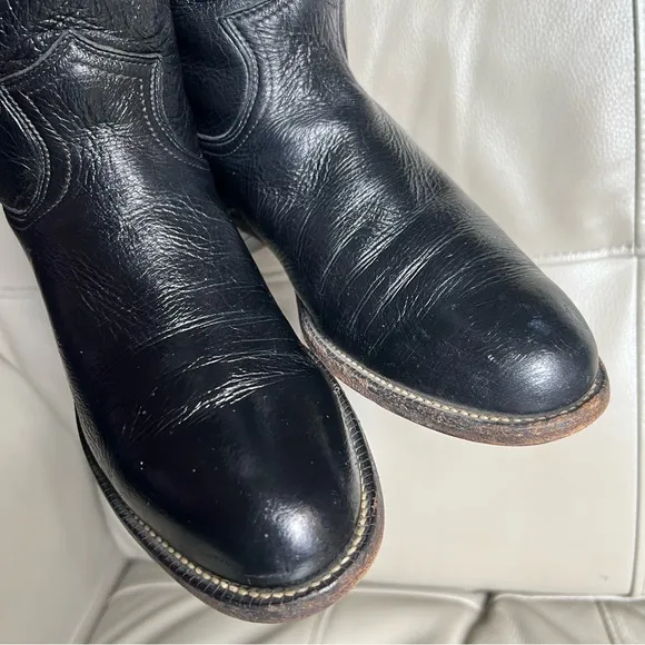 Justin Roper Leather Western Cowboy Boots Sz 6 B  Black Women’s L 3742 USA Made