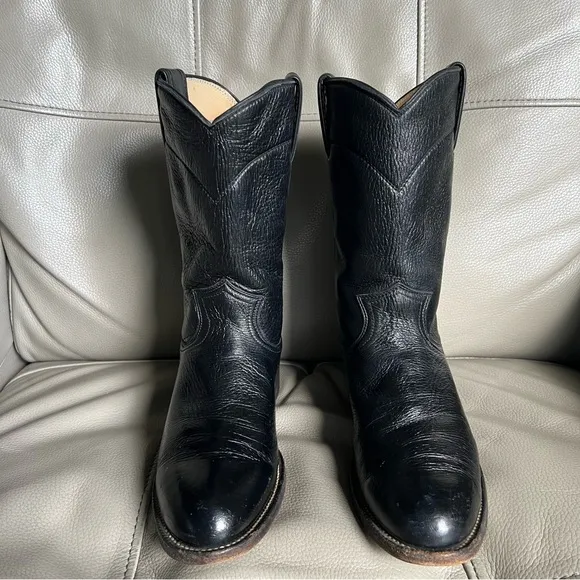 Justin Roper Leather Western Cowboy Boots Sz 6 B  Black Women’s L 3742 USA Made