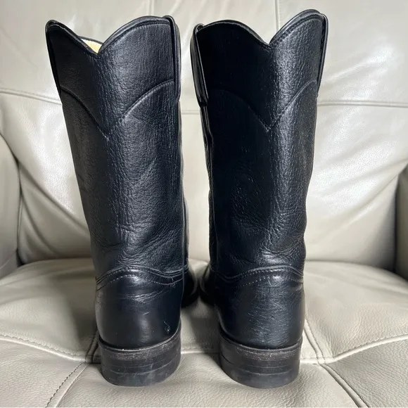 Justin Roper Leather Western Cowboy Boots Sz 6 B  Black Women’s L 3742 USA Made