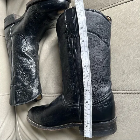 Justin Roper Leather Western Cowboy Boots Sz 6 B  Black Women’s L 3742 USA Made