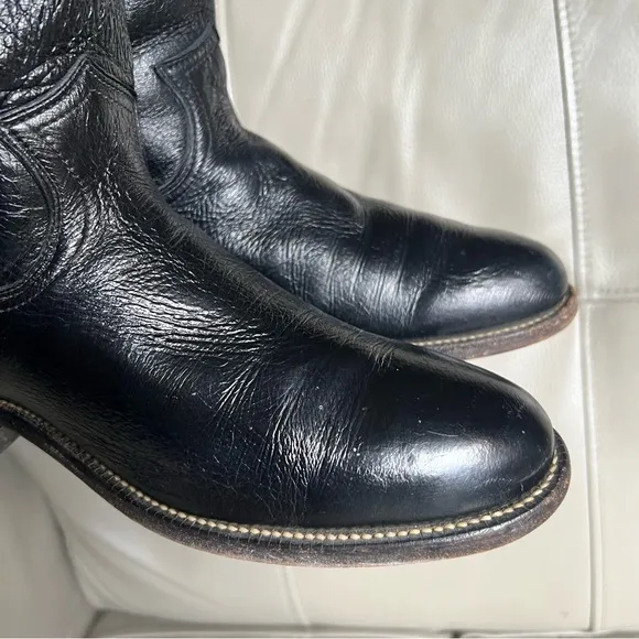 Justin Roper Leather Western Cowboy Boots Sz 6 B  Black Women’s L 3742 USA Made