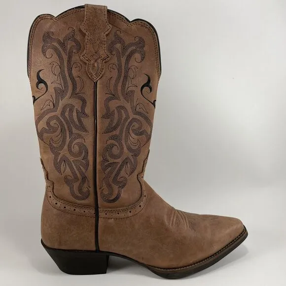 Justin Stampede L2559 Western Boots Womens Size 9.5 Brown Mustang Leather