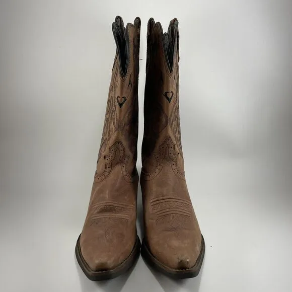 Justin Stampede L2559 Western Boots Womens Size 9.5 Brown Mustang Leather