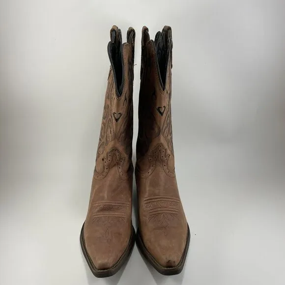 Justin Stampede L2559 Western Boots Womens Size 9.5 Brown Mustang Leather