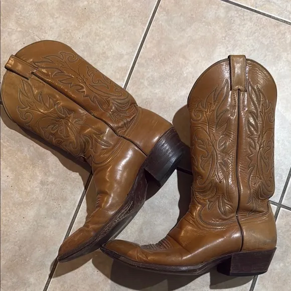 Justin Sz 9 D Brown Leather Cowboy Boots