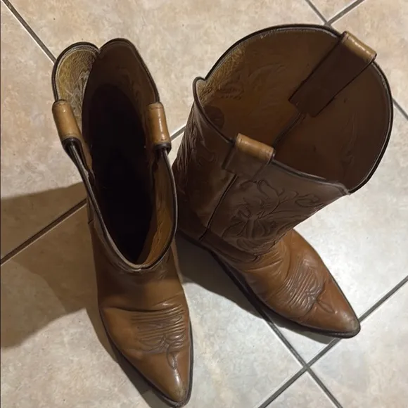 Justin Sz 9 D Brown Leather Cowboy Boots