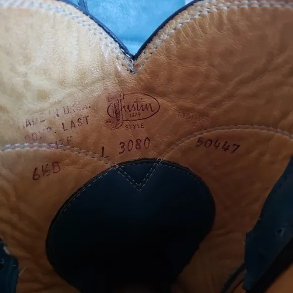 Justin Western Cowboy Midcalf Blue Leather Boots