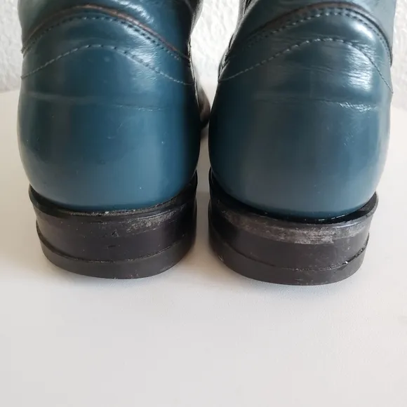 Justin Western Cowboy Midcalf Blue Leather Boots