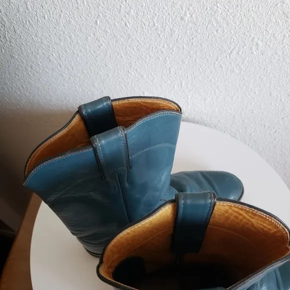 Justin Western Cowboy Midcalf Blue Leather Boots